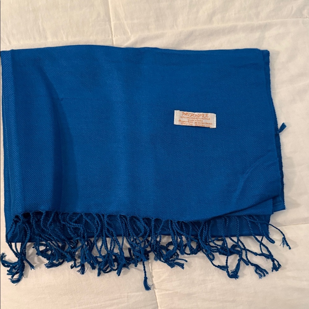 Blue Fringed Scarf